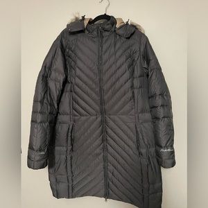 Eddie Bauer Womens plus size xxl black down parka with removable fur hood